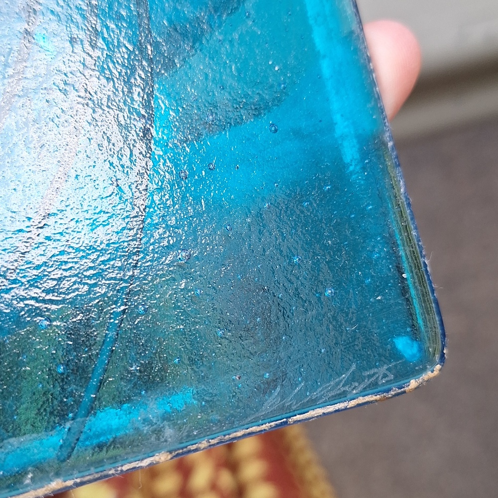 Artist Signed Jellyfish Art Glass Wall Hanging Blue & White Vintage - Picture 3 of 5